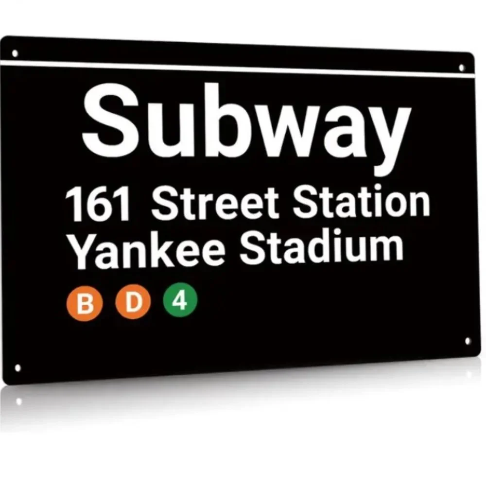 Yankee Stadium New York Subway Station Tin Sign 161 Street + Free Subway Map - Picture 1 of 7
